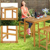 Bar Stool Set of 2 Acacia Wood Garden Chairs Saddle Shaped Kitchen Dining Stools