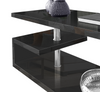 Wooden Coffee Table With Storage High Gloss Sofa End Table LED Light Living Room