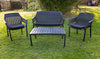 4pcs Garden Patio Bistro Coffee Sofa Set 2 Chairs Table Black Plastic Outdoor UK