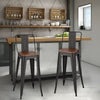 2x Bar Stools Retro Breakfast Kitchen Bar High Chairs MDF Seat Metal Legs Dining