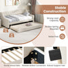 Linen Upholstered Daybed Single Size Trundle Bed Sofa Bed Frame