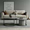 Round Nesting Coffee Table Set of 2 Solid Marble Grey Side End Desk Accent Table