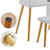 White Mirrored Dressing Table Set Makeup Desk Stool Cabinet Romovable Wood Legs