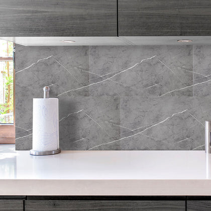 10PC Grey Marble Tiles Self Adhesive Waterproof Kitchen Bathroom Stickers Panels