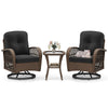 3 Pcs Patio Rattan Bistro Set 360° Swivel Outdoor Rocking Chairs-Black
