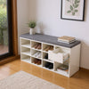 Wood Shoe Bench Hallway Shelves Rack with Cushion Storage Bench with Padded Seat
