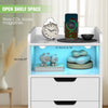Nightstand White RGB Cabinet LED Modern Bedside Drawers Matte Table UK Socket