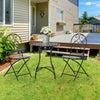 3 PCs Mosaic Tile Garden Bistro Set W/ Table and 2 Folding Chairs Patio Balcony