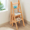 Wooden Chair/Step Stool 4-Step Reversible Folding Library Ladder