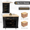 Kitchen Island Storage Cupboard W/Drop Leaf Countertop Side Racks 2-Door Cabinet