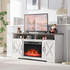 TV Stand Unit Cabinet & Electric Fireplace LED Fire Log Heater Flame Living Room