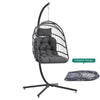 Foldable Rattan Swing Egg Chair Hammock Seat with Cushion Garden Indoor Outdoor