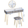 Dressing Table with Mirror 3 Drawers Stool Makeup Vanity Desk Bedroom Furniture