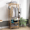 Wooden Open Wardrobe Garment Rack Clothing Hanging Shoe Rack Shelf With Pulley