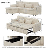 L Shaped 3 Seater Sofa Convertible Sofa Bed with Storage Chaise Corduroy Beige