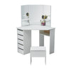 Corner Dressing Table Stool Vanity Set White Makeup Dresser Mirror 5 Drawers NEW