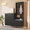 Shoe Storage Cabinets with Drawers, Shoe Bench and Coat Rack Wardrobe Set Black