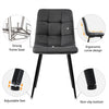 Set of 4 Dining Chairs with Backrest Metal Legs Velvet Seat Kitchen Chairs Grey