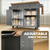 Rolling Kitchen Island Cart with Rubber Wood Top, Spices Grey