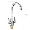 Modern Kitchen Sink Mixer Taps Swivel Spout Twin Lever Tap Mono Faucet Chrome UK