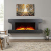 Wall Mounted Fireplace Matte Black Surround Remote Electric Fire Media LED Flame