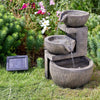 Solar Genoa Cascade Grey Stone Outdoor Garden Water Fountain Feature | Bird Bath