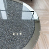 31.5in Large Round Mirrored Coffee Table with Crystal Edge Frame for Livingroom
