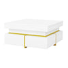 Coffee Table Living Room Storage Display Square Tea Table With 2 Drawers, White