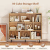 Mid Century Modern Storage Organizer 10-Cube Bookcase Natural