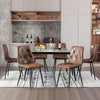 6X Dining Chairs Set Faux Suede Leather Padded Seat Metal Legs Kitchen Office