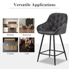 2x Grey Velvet Bar Stools with Foot rest Tufted stitching Seat Chairs