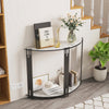 FATIVO Luxury Marble Console Table Semi Circle Entryway Table Geometric Line Leg