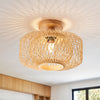 Rattan Chandeliers Ceiling Light Boho Lamp Wooden Lampshade Living Room Bedroom