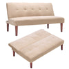 Upholstered Beige Fabric Folding Sofa Bed 2 Seater Couch Recliner Chair Loveseat