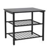 Sofa End Coffee Table Industrial Round Side Table w/ Metal Frame for Living Room
