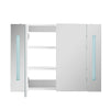 2 Doors Bathroom Cabinet White Cupboard Wall Mounted LED Mirrored 3-Tier Shelves