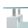 Rectangle Glass Coffee Table Modern Living Room Furniture Shelf White Black Wood