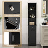 Freestanding Bathroom Storage Cabinet with 3 Open Shelves & Door Cabinet Black