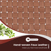 Set of 2 Woven Leather Accent Chair Modern Lounge Chair Armless Side Chair