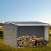 8X8FT Garden Log Storage Shed Galvanised Steel Grey Outdoor Firewood Store House
