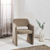 Nevada Dining Chair Beige Mocha Fully Upholstered Block Curved Frame