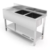 52in Stainless Steel Sink Commercial Restaurant Kitchen Prep Shelf Double Basin