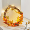 Halloween Autumn Maple Leaves Wreath Front Door Garland Hanging Plants with LED