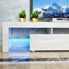 Large 200CM LED TV Stand Cabinet Unit Modern High Gloss Door LED Light White