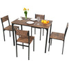Modern Dining Table 4 Chairs Set Metal Frame Kitchen Home Bar Bistro Grey/Brown