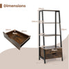 Home Office Versatile Bookcase Ladder Bookshelf-Brown