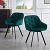Set Of 2 Velvet Fabric Swivel Dining Chairs Diamond Kitchen Seat With Metal Leg