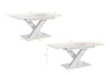 Extendable Table 140-180x80cm Kitchen White Marble Effect
