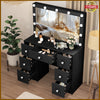 Large LED Light Mirror Dressing Table Set with 7 Drawers Vanity Make up Desk