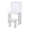 White Modern Dressing Table with LED Lights Mirror Vanity Make up Desk Stool Set